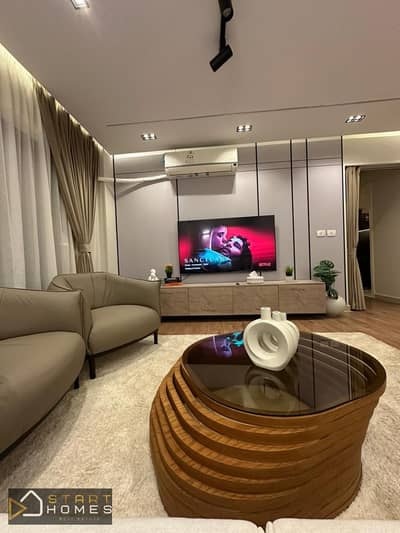 116 sqm, 3-bedroom furnished apartment for rent in Madinaty (B12), featuring a direct view of the "Wide Garden" and ready for immediate occupancy.