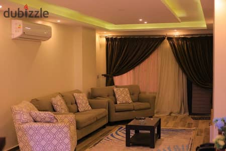Furnished villa with a garden for rent—fully air-conditioned and featuring complete hotel-style furnishings. It comprises 3 bedrooms and 2 bathrooms (