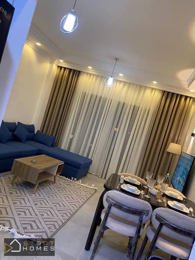A distinctive 100-square-meter, 2-bedroom furnished apartment for rent in Madinaty – Privado; features high-end furnishings, a great view, and a prime