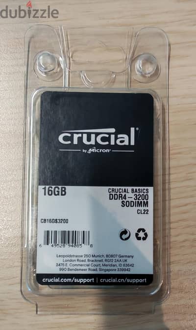 Crucial 16GB RAM DDR4 3200 for laptop