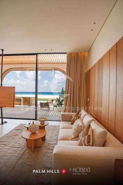 Double View Sea & Lagoon Chalet Fully Finished For Sale At Hacienda Heneish with Private Garden Instalment Up to 8 years By Palm Hills