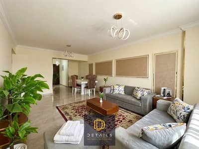 A high-floor apartment for rent in Janna 2, Sheikh Zayed, fully furnished with hotel-style furniture, first occupancy.