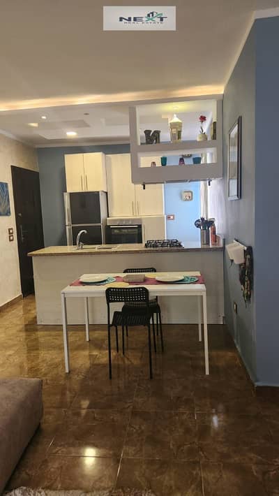 Furnished apartment for rent in Madinaty B7. Area: 90+55. Floor: Ground with garden. Layout: 2 bedrooms + bathroom. Close to the city center, club, an