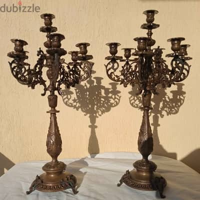 ٢ شمعدان نحاس مصري عمر ٤٥ سنة