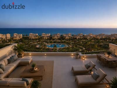 Delivery within 6 months in Sokhna with a view of the sea. A two-bedroom chalet with a roof for sale, ready for inspection at a discount until the end of the month.