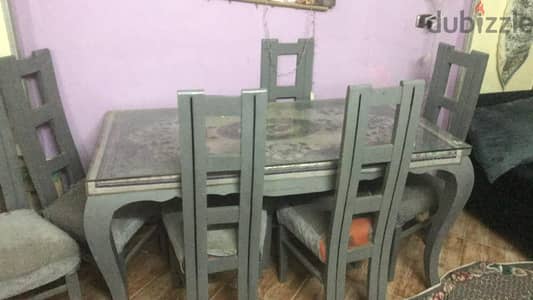 طقم كنب مع طاوله طعام 6 كراسي