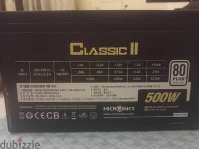 باور:  Micronics Classic II 500W 80+white w(استعمال شخصي)  (اس