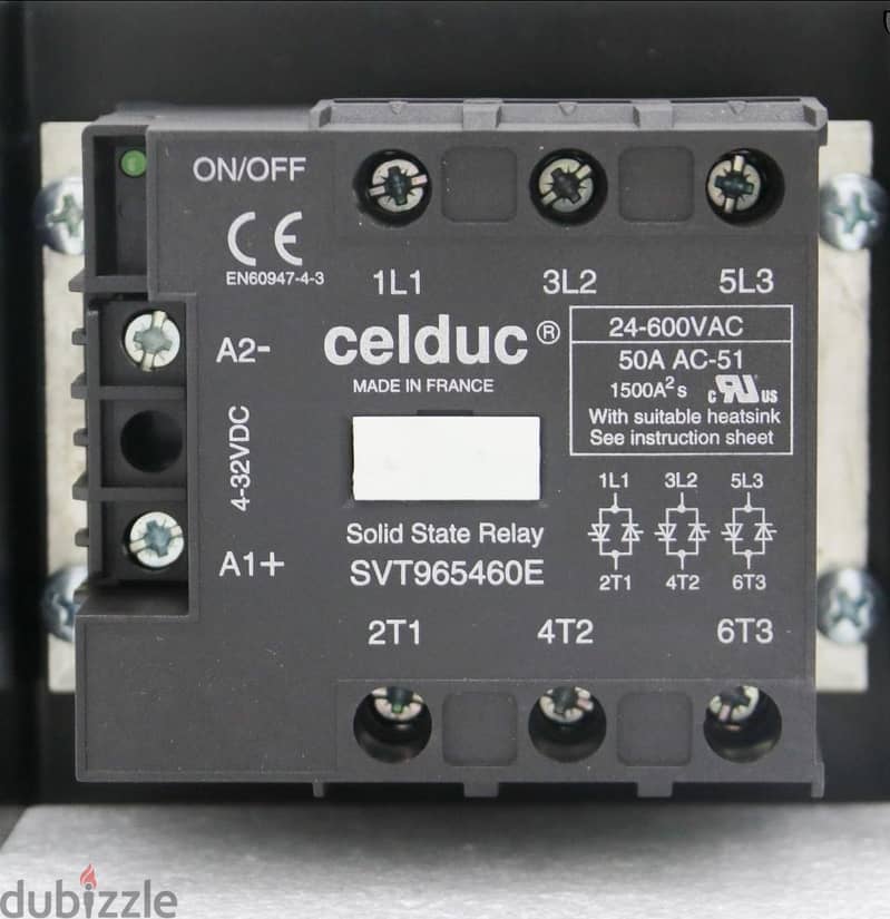 solid state relay 50amp 3 phase with heatsink (France) 2