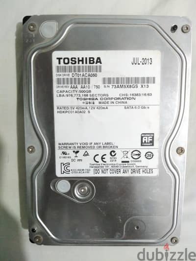 هارد توشيبا HDD 500GB