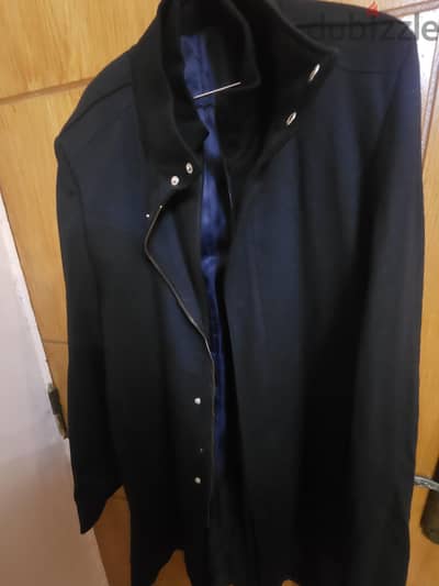 Men’s Black Stand-Collar Zip-Up Coat بليزر