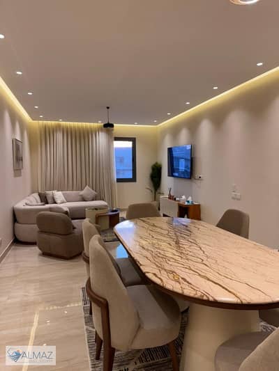 Furnished 150 sqm apartment for rent in Lake View Residence Compound, Fifth Settlement, directly on North 90th Street.