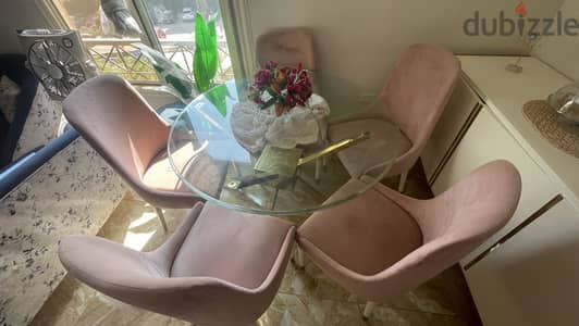 سفرة دائرية زجاج ٦ كراسي
