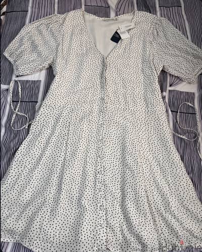 Abercrombie & fitch white polka dot V-neck midi dress size XL (BNWT)