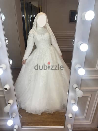 Handmade Wedding Dress with Veil & Top - used once only