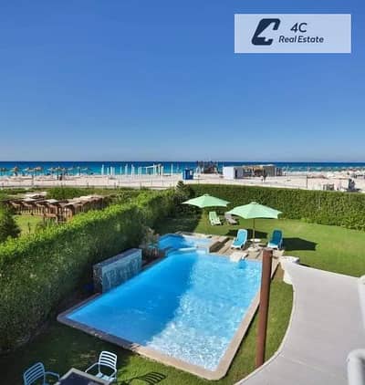 Duplex chalet for sale in Corner Amwaj North Coast below market price Overlooking swimming pool fully furnished with air conditioning Ready for view