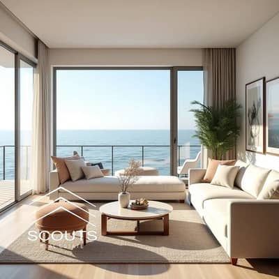 Sea view apartment for sale in El Alamein Towers fully finished with ACs private beach and direct Crystal Lagoons view in North Coast