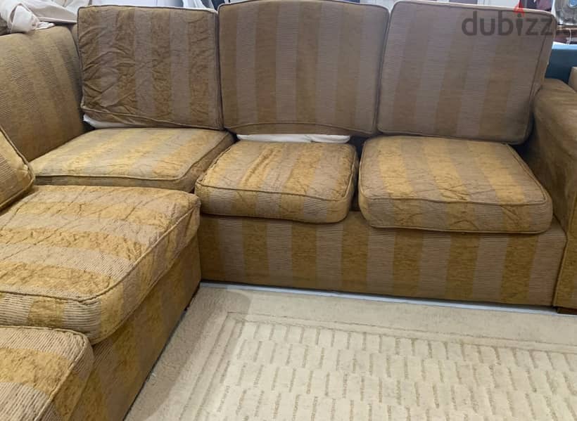L-Shaped Sofa – Beech Wood Frame – Used, Good Condition 1
