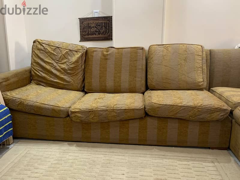 L-Shaped Sofa – Beech Wood Frame – Used, Good Condition 2