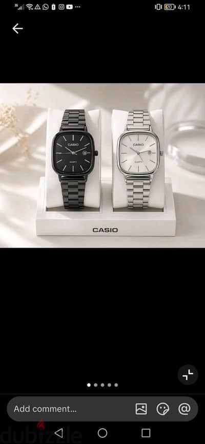 ساعة Casio ستانلس ستيل رجالي/حريمي – Black & Silver