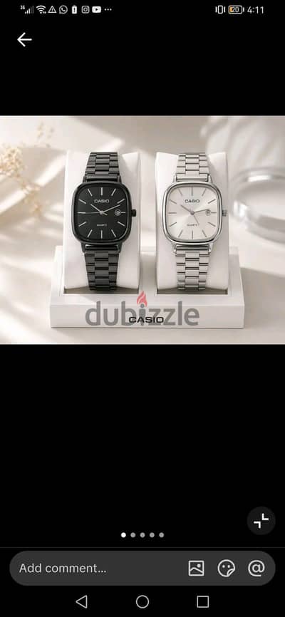 ساعة Casio ستانلس ستيل رجالي/حريمي – Black & Silver