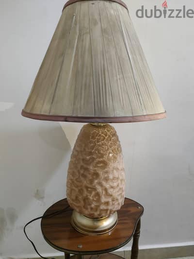 vintage glass table lamp swirly molten peach