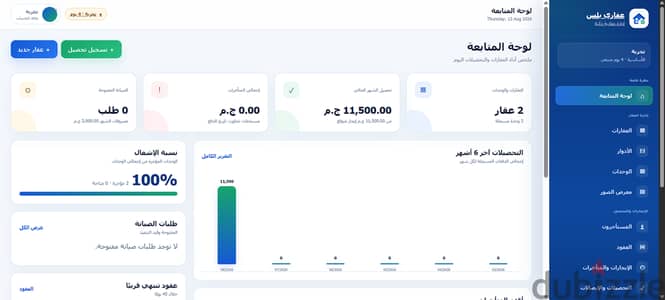 شرح برنامج إدارة وتأجير العقارات | العقود والإيجارات والصيانة والمتأخر