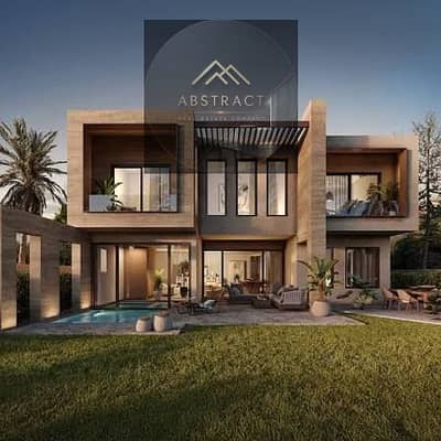 Villa for sale, luxurious twin house with an open view of the park and lagoon next to the (AUC) in the latest projects by Eng. Hassan Allam. Hassan Al