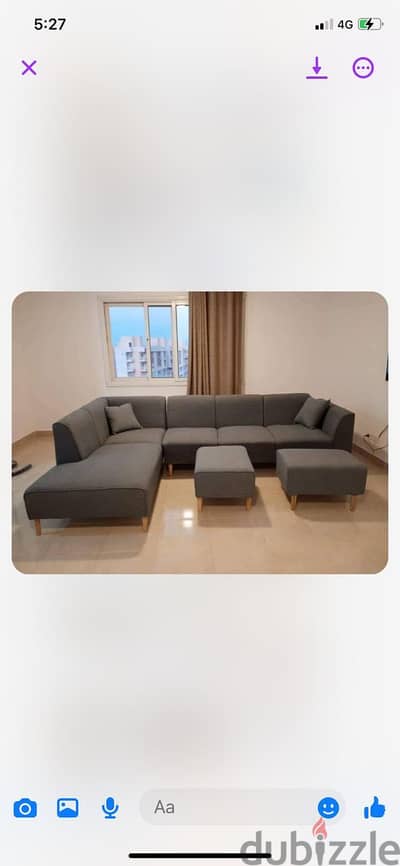 كنبة رمادى للبيع