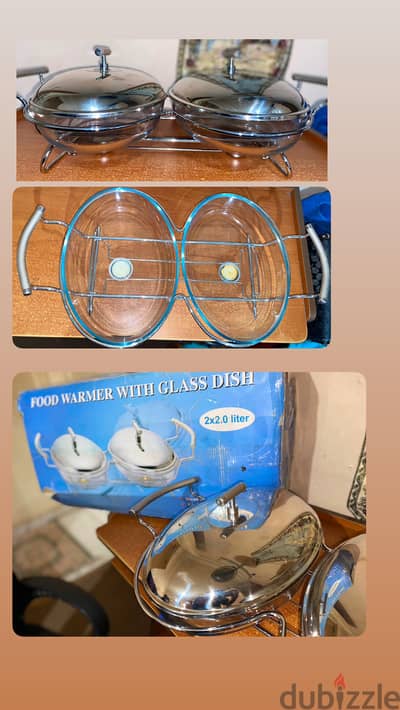 طقم حافظات طعام مزدوجة زجاج – Food Warmer 