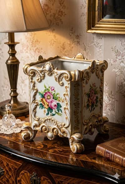 ceramic cachepot appears to be 19th century old Paris style porcelain