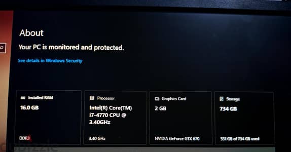 جهاز  I7 جيل رابع 16 رام كارت GTX670 2GB