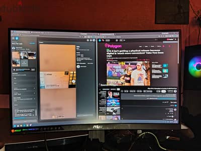 Msi Optix MAG272CQR Curved Gaming Monitor - 27 Inch 16:9 2K VA 165Hz 1