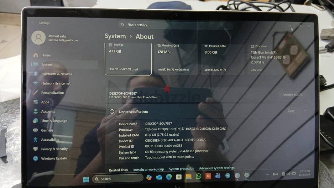 Lap top hp envy x360 1