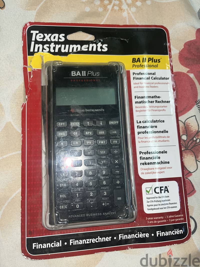 BA II Plus scientific calculator (Texas Instruments) 1