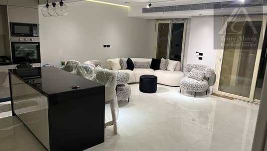 Furnished ground floor apartment with garden for rent in Stone Residence Compound, Katameya, Cairo. Ultra super deluxe finish. 2 bedrooms with kitchen