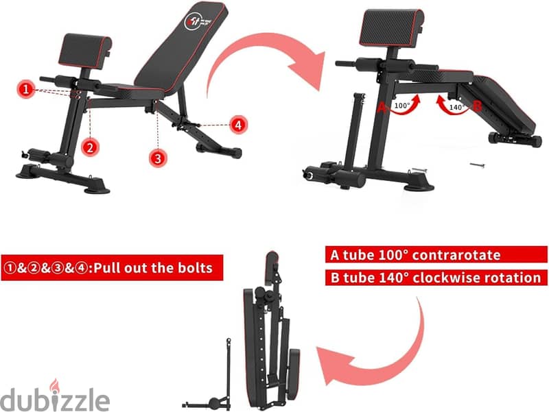 Ufit Multifunctional Adjustable Foldable Weight Sit Up Bench For Home 6