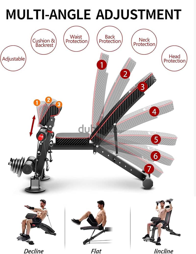 Ufit Multifunctional Adjustable Foldable Weight Sit Up Bench For Home 7