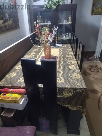 غرفه سفره خشب زان كامله مع هديه اباجوره استاند و ٣ ترابيزات
