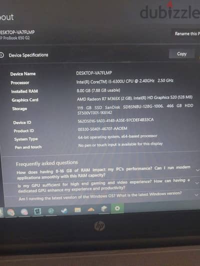 لابتوب hp بكارت ٢جيجا