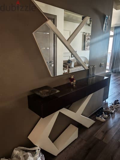 Wood Consol with Mirror كونسول خشب مع مراية
