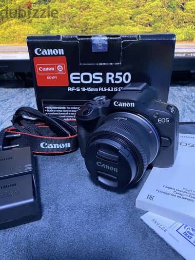 Canon R50 lens 15/45 stm klt بالضمان سنه