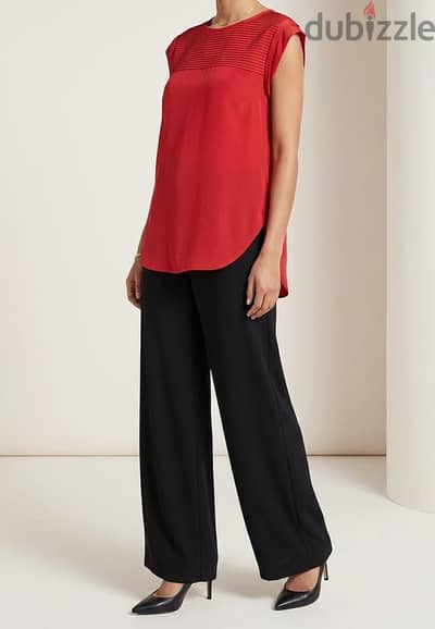 بلوزة ساتان  Cap Sleeve Pleated Satin Blouse