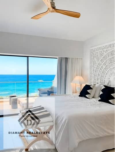 For invesment lovers in El Alamein, Chalet at Special price Ready to move Finished VIP panoramic Sea&lagoon views Over 12Years next to THE G Hotel