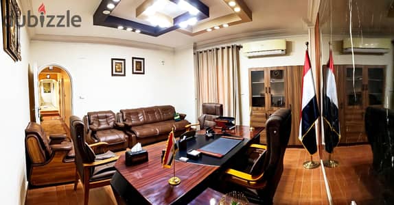 Furnished administrative headquarters for rent in Abbas Al-Akkad Main 200m 3 rooms | Ultra super lux | Air conditioners | Ready to operate