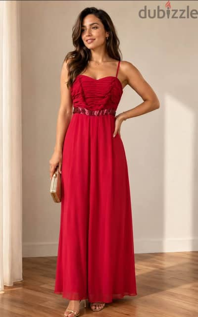 red chiffon dress & bolero