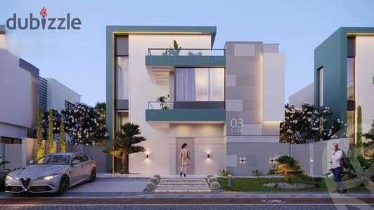 For sale in installments: a 174 sq m terrace villa with a 10% down payment, strategically located in the first phase of the Green Belt