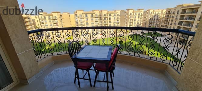Furnished apartment for rent in Al Rehab, wide garden view, 131 meters