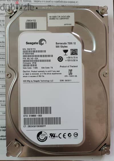 seagate 500gb / 7200rpm / Health 98%