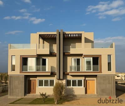 Twin house for sale with near-finished units at a great price and with payment facilities, in a prime location opposite Beverly Hills and near Al Ahly