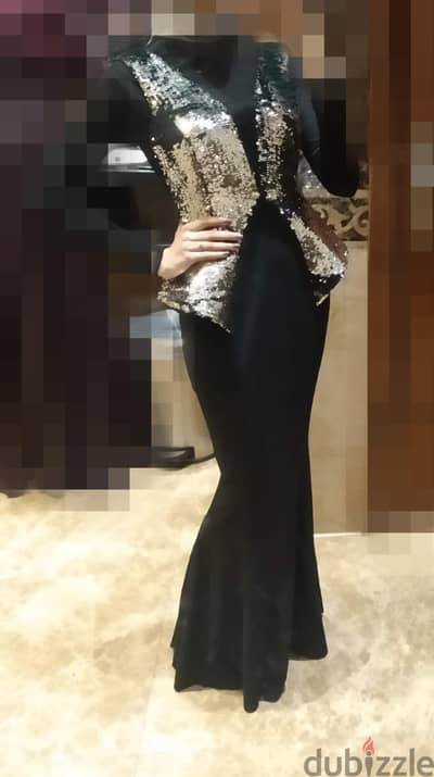 فستان سواريه ميرميد اسود ترتر قلاب - Black Mermaid Dress